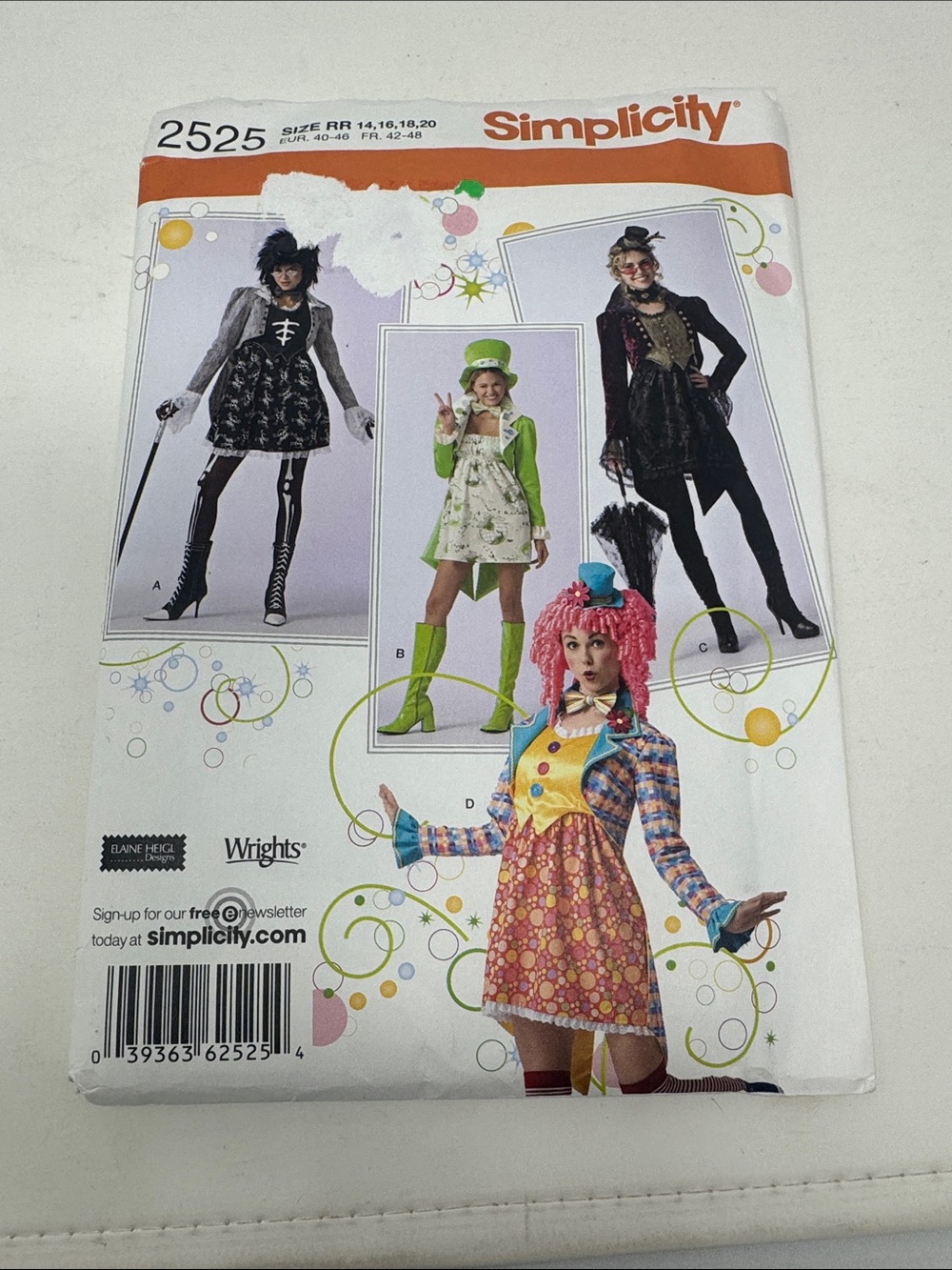 SIMPLICITY UNCUT PATTERN 2525 SIZE 14, 16, 18, 20 STEAMPUNK ALTERNATIVE COSPLAY
